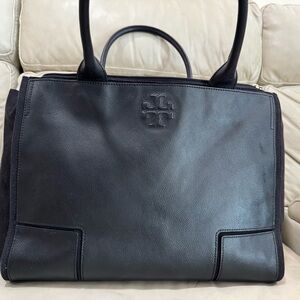 Tory Burch Black Leather Tote Bag